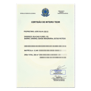 certidão de inteiro teor imóvel